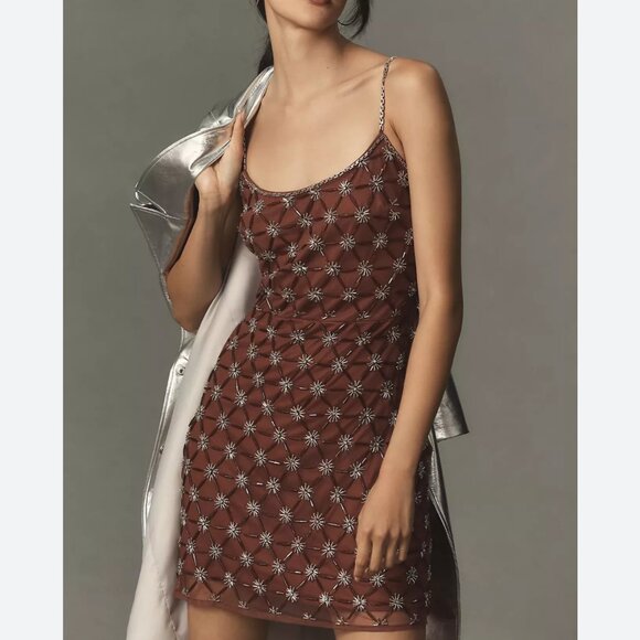 beige dress nearby Beige Rochelle Mesh Midi Dress main image 0